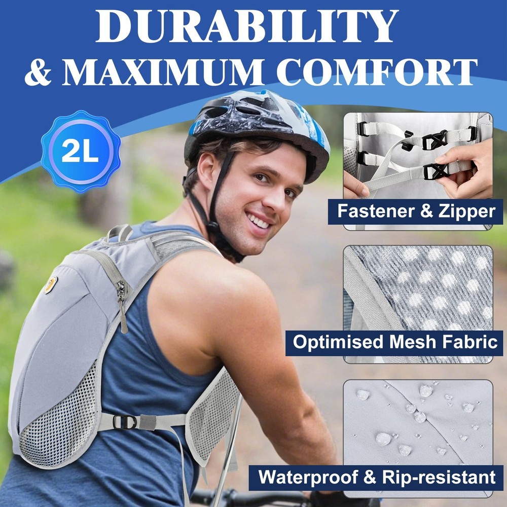 Hydration Backpack with 2L Water Bladder Bag, Lightweight and Breathable Runn...