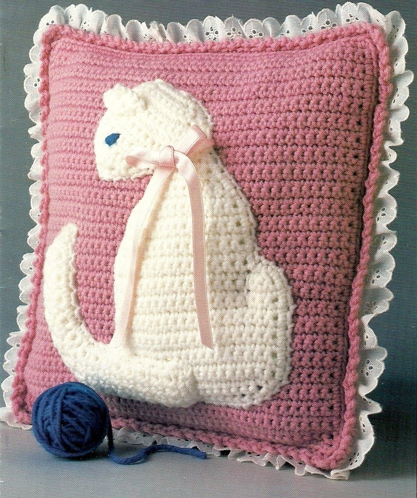 DARLING Cat Pillow/Decor/Crochet Pattern INSTRUCTIONS ONLY