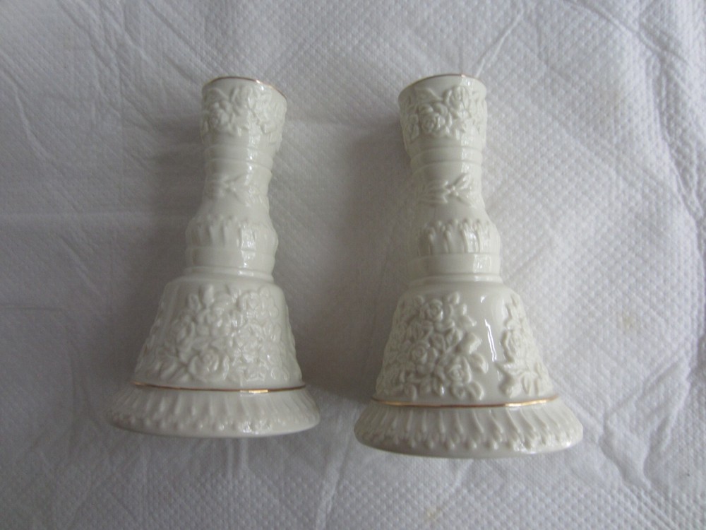 Lenox 6 Inch Rose Candlestick Pair Set