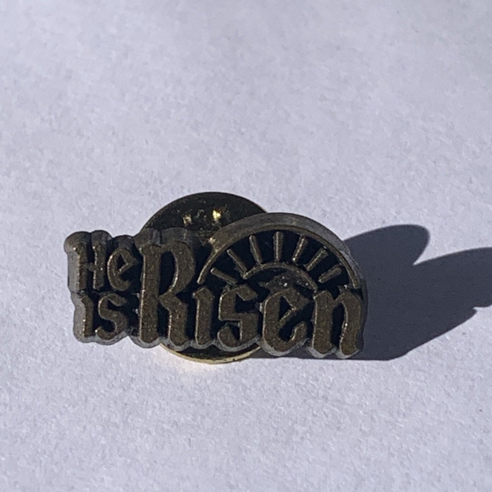 VTG He Is Risen Jesus Easter Christian Pin Religious
