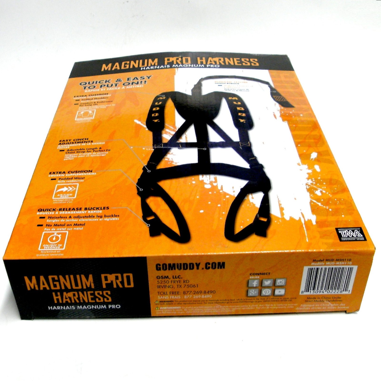 MUDDY MAGNUM PRO TREE STAND SAFETY HARNESS w/BELT-TREE& SUSPENSION RELIEF STRAPS