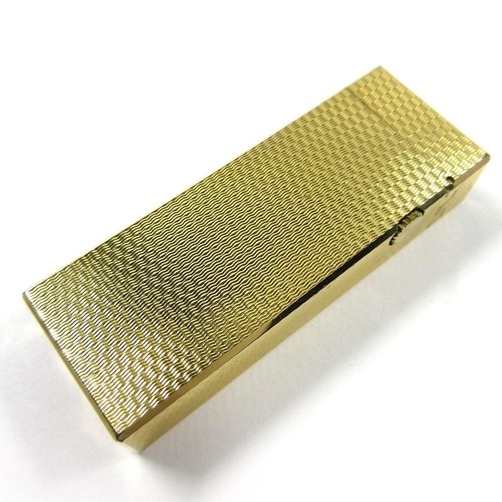 Dunhill Vintage Gold Plated Wave Pattern Roller Gas Lighter with Box