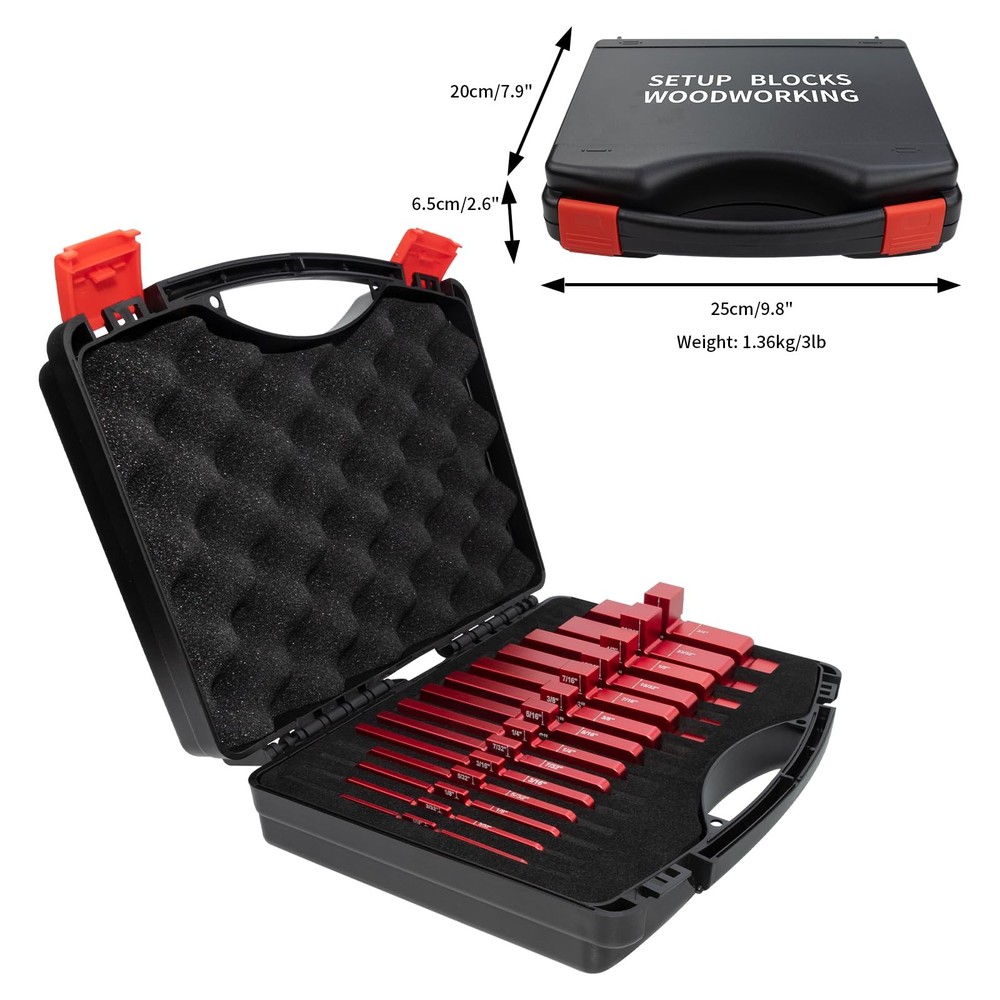 SIIIXS Router Table Setup Bars,14pcs Aluminum Precision Blocks Red