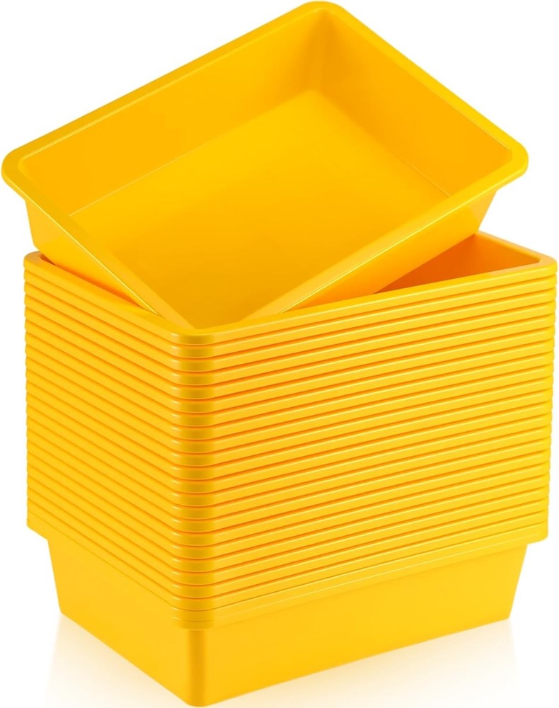 24 Pcs Plastic Paper Trays Classroom Stackable Letter Size Flat Organizer Bins