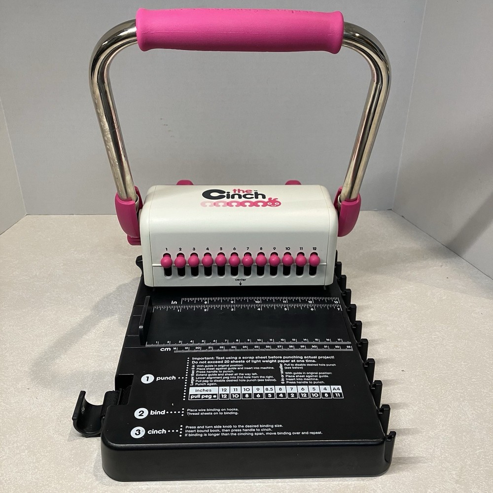 The Cinch Book Binding Machine Tool We R Memory Keepers USED Pink