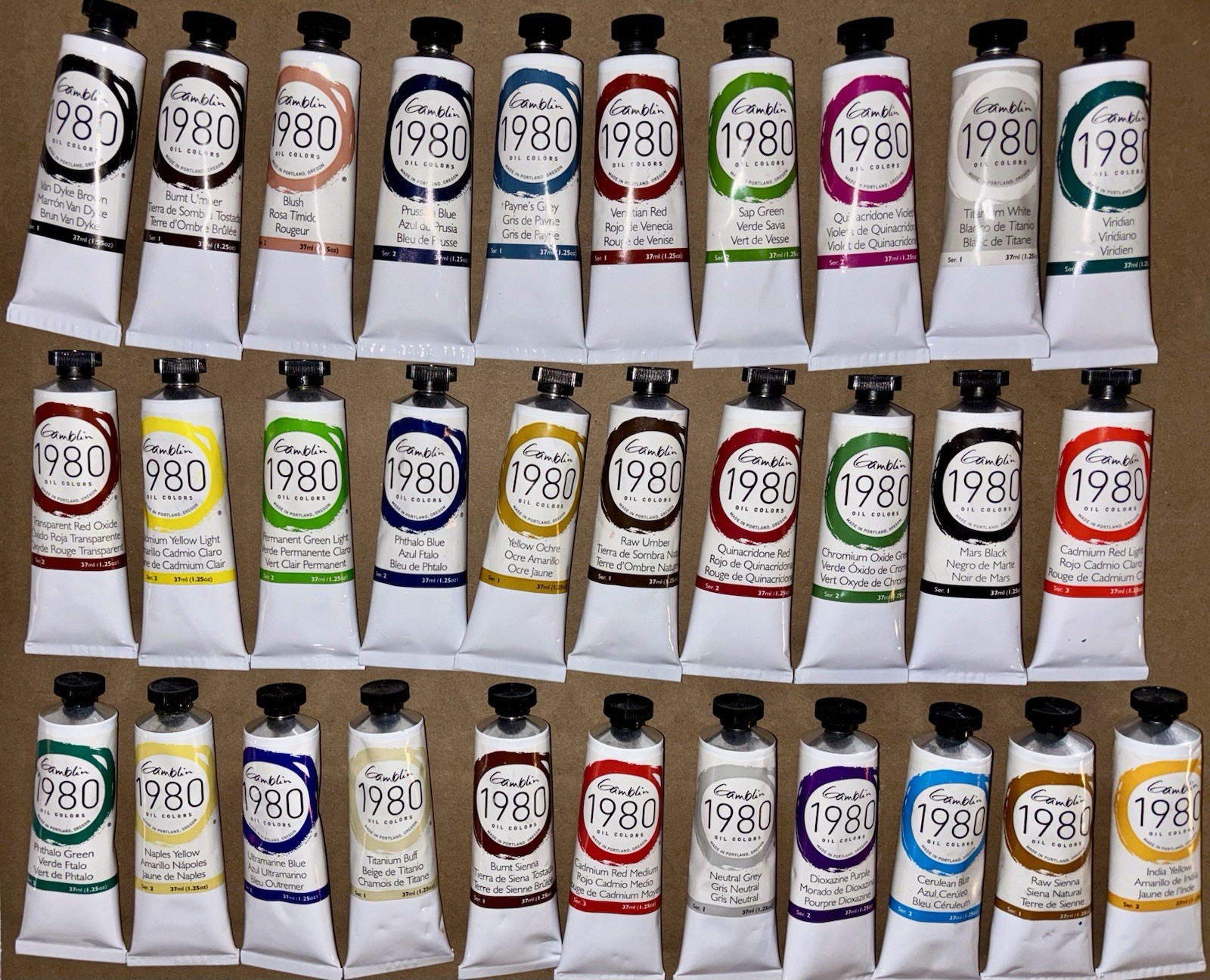 Gamblin 1980 Oil Colors 31 Set Paint Tubes 37ml Art Brush Canvas Artist Arches