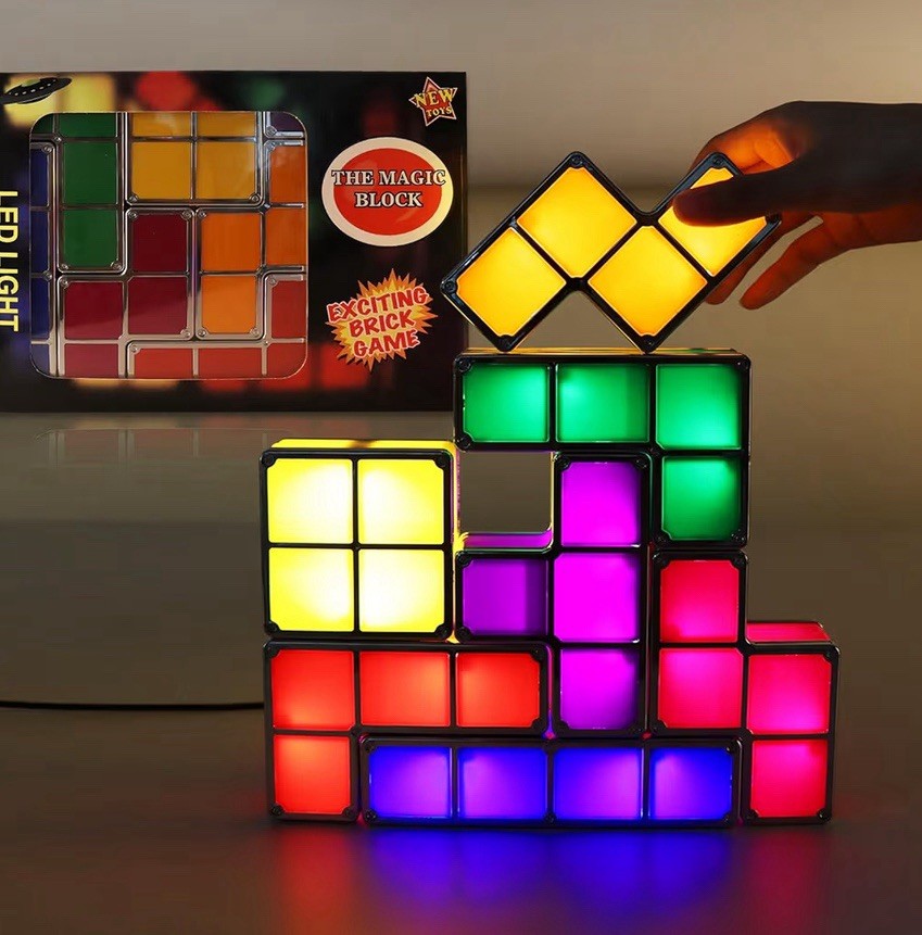 Night Light for Kids, Stackable LED 7 Colors 3D Puzzles Night Light Induction In
