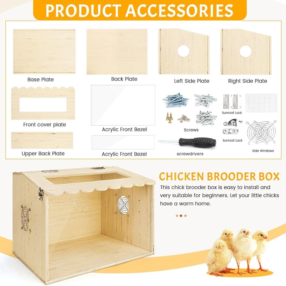 Chick Brooder Box, Brooder Box for Chicks, Pine,Quail Cage, Duck Brooder, Quail