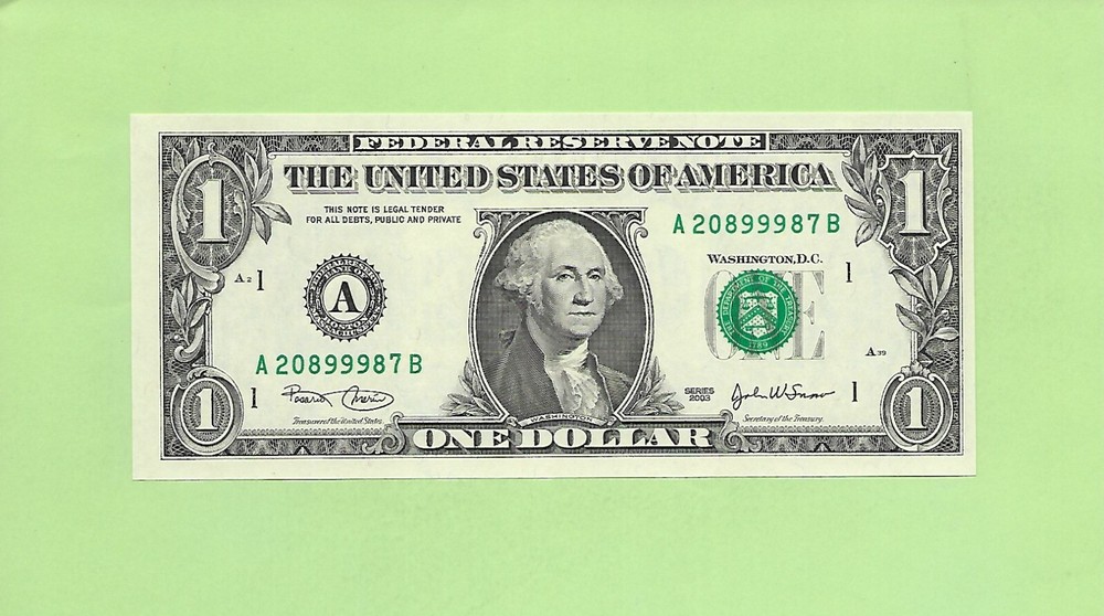 2003 ..UNCIRC $1  A 2089 9987 B  .... 2003  $1  A-B      NICE NOTE     FRN