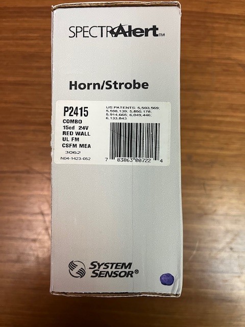 System Sensor P2415 Horn/Strobe combo, red wall mount; New