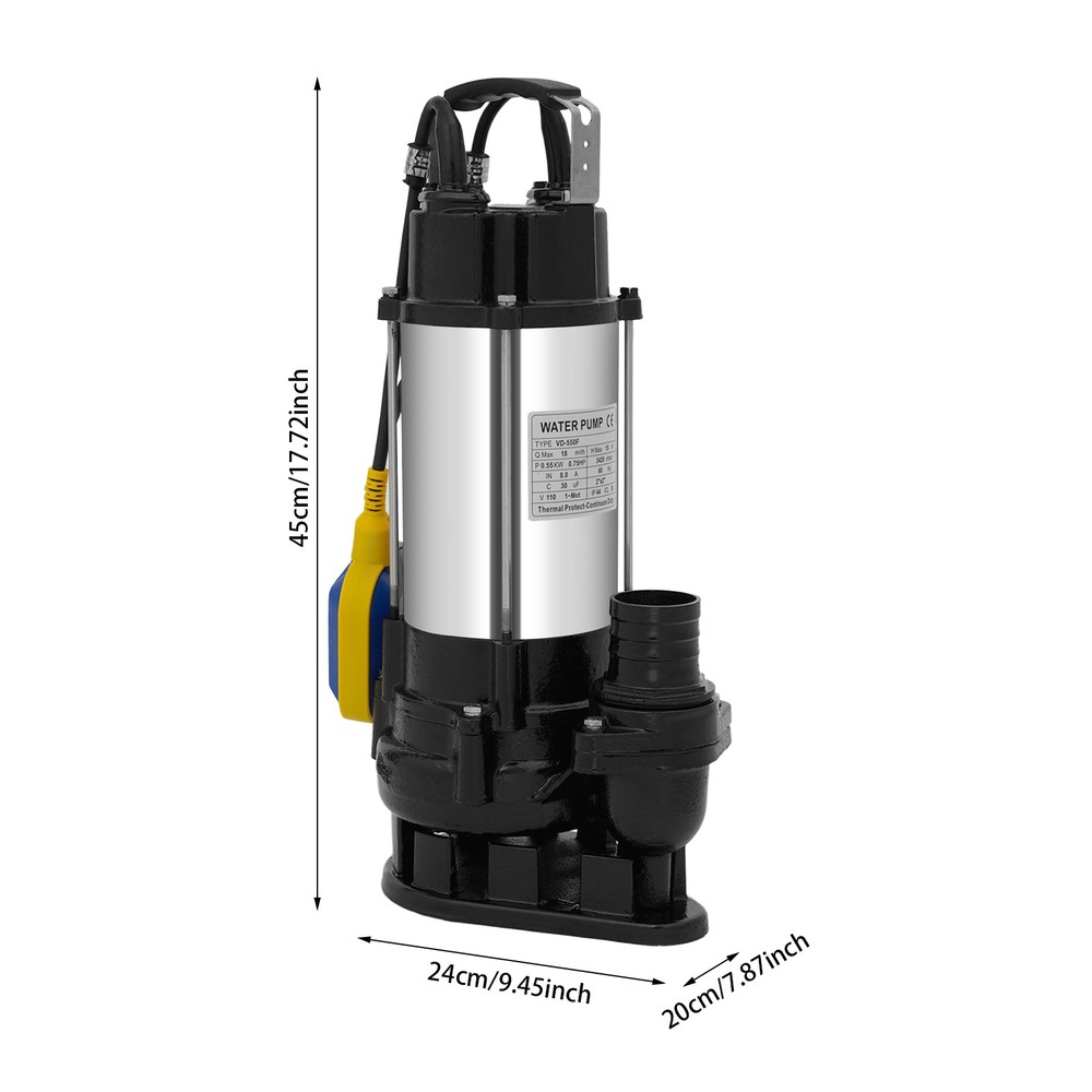 Submersible Pump with Automatic Float Switch, Submersible Pump w/ 2'' Discharge