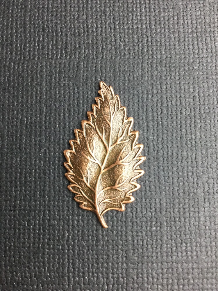 32645 - 2 Pc. Single Leaf Jewelry Finding Copper Oxidized