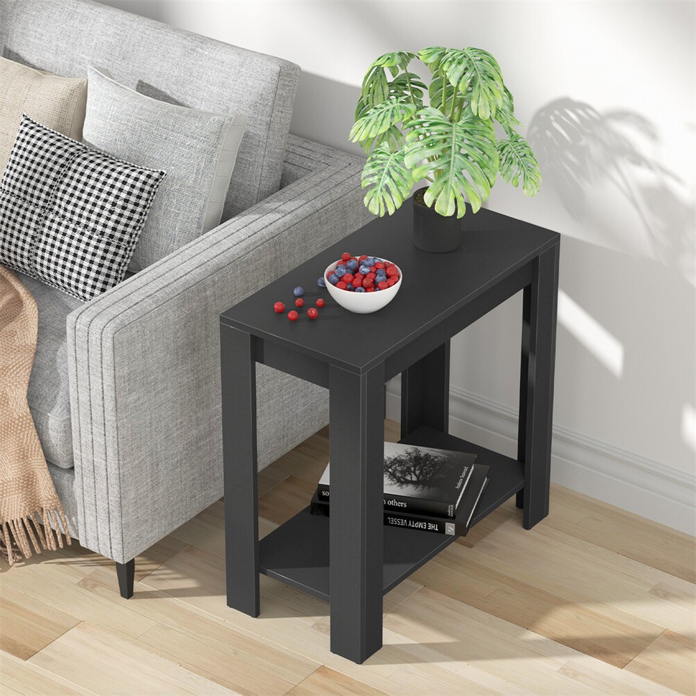 Thick Narrow End Table Sofa Side Storage Shelf Nightstand with Super Strong Legs
