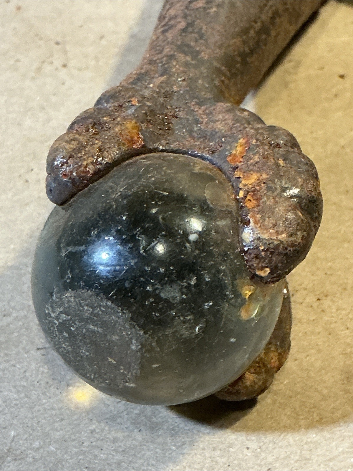 Set Of 4 Antique Cast Iron Glass Ball Table Feet Claw Feet As Is INV-AD60