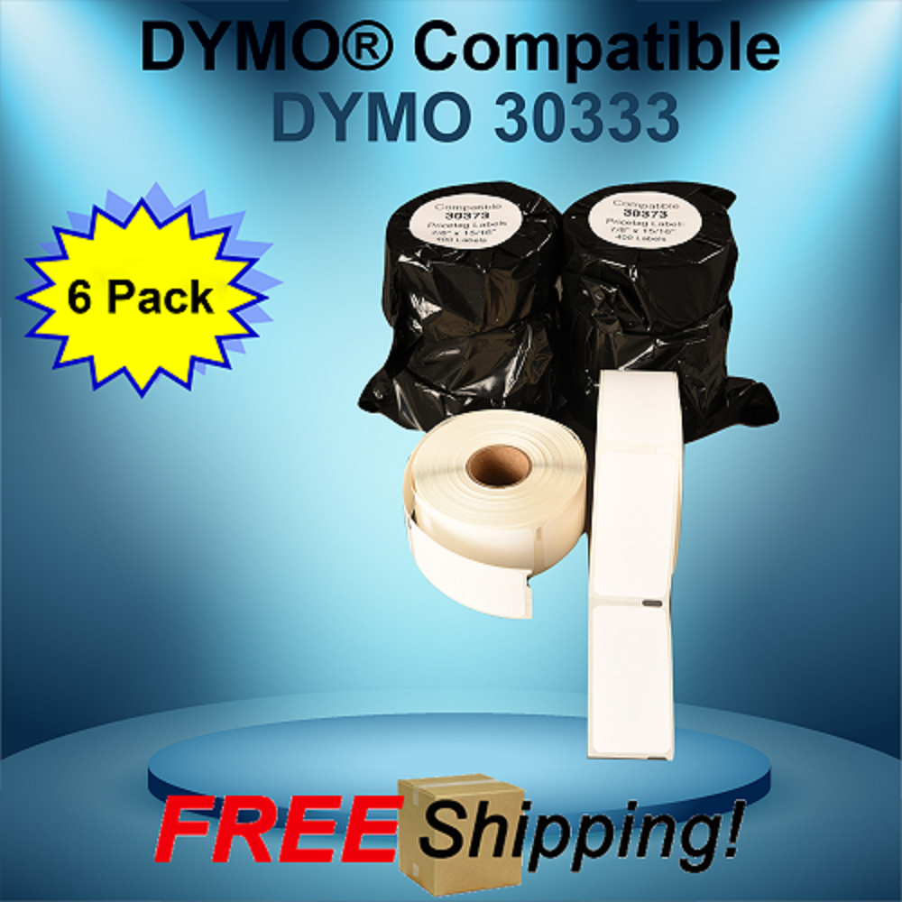 30333 Dymo® Compatible 6 Rolls White Rectangular Shaped Labels Twin Turbo 450