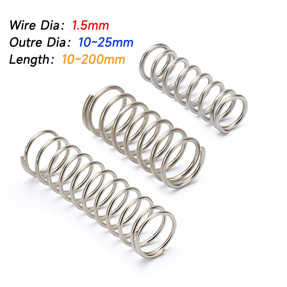 Compression Spring 1.5mm Wire Diameter 10-25mm Outre Diameter & 10-200mm Length
