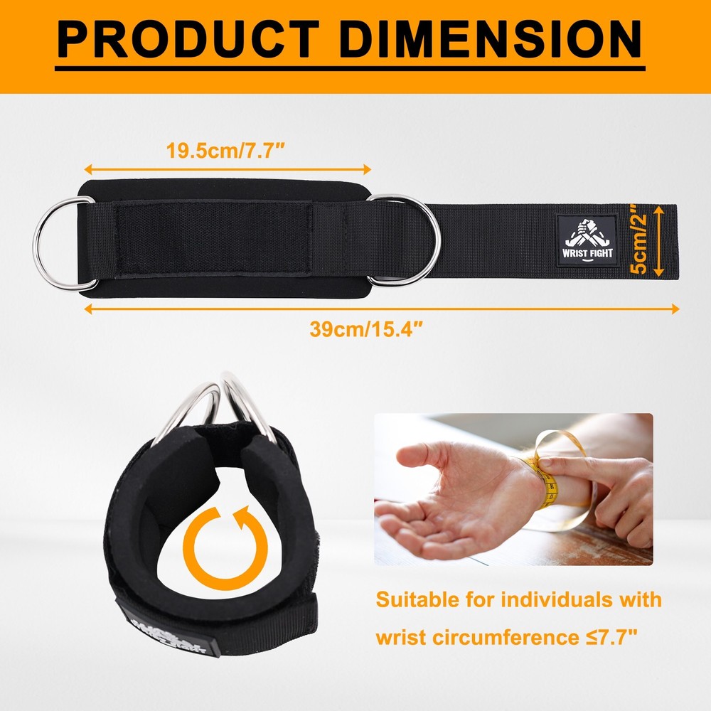 Adjustable Wrist Cuffs Straps with Dual D-Rings for Cable Machine Workouts