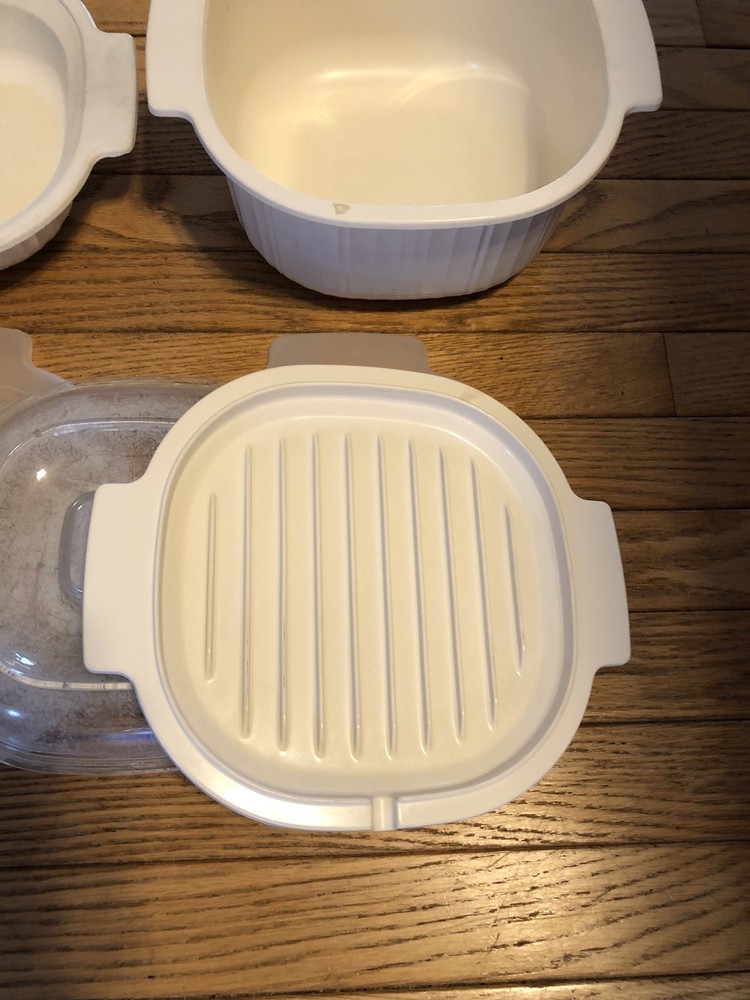 Vintage Rubbermaid Microwave Cookware 7 Pc Set Stackable Complete Beige