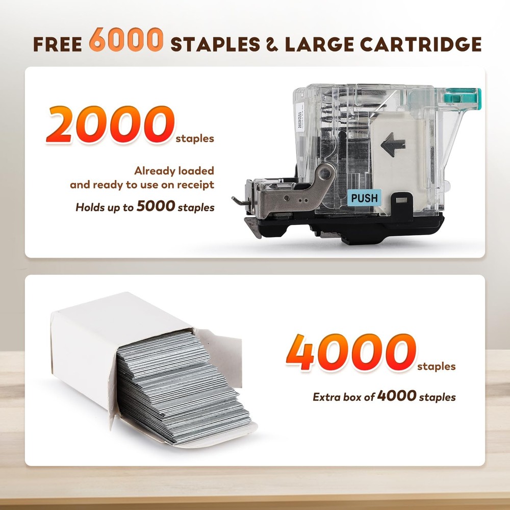 Automatic Heavy Duty Electric Stapler, 70-75 Sheets Capacity, with 6000 Stapl...