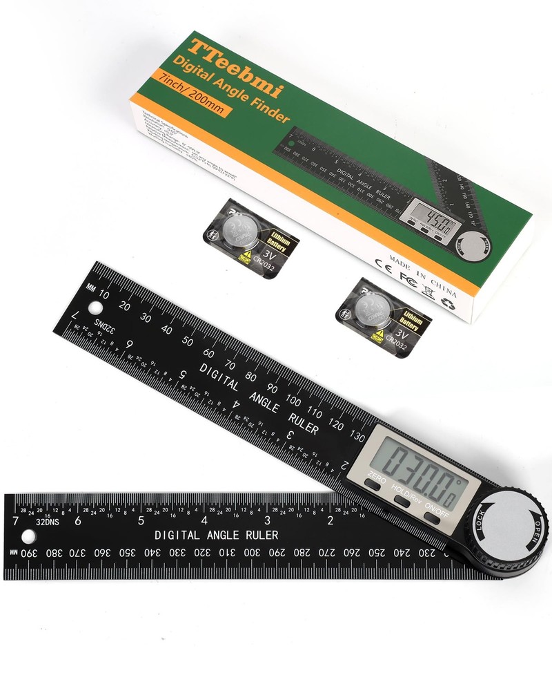 Protractor, Digital Angle Finder Protractor with LCD Display, 2-in-1 Black