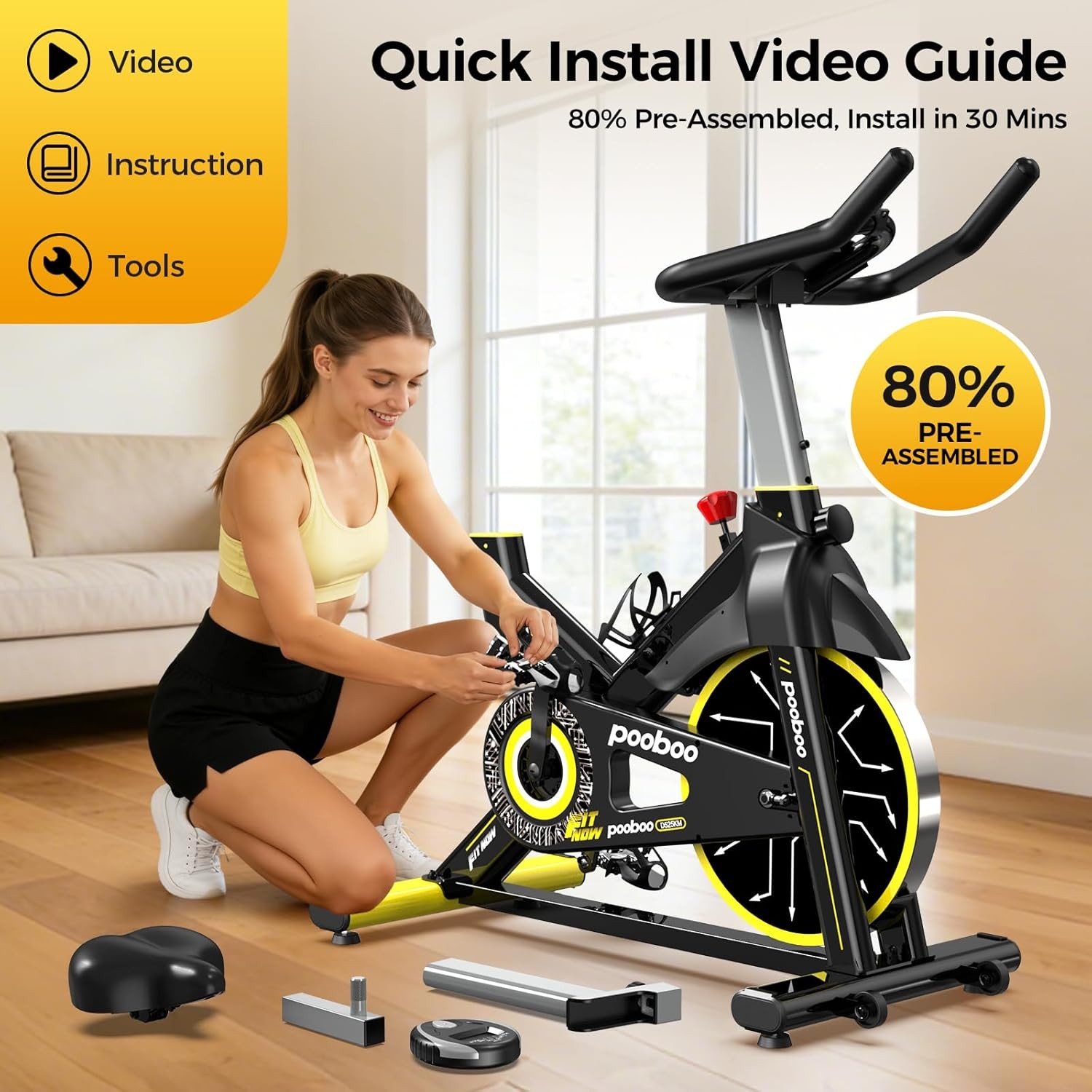 Exercise Bike Adjustable Magnetic Resistance Indoor Cycling Bike Stationary Bike