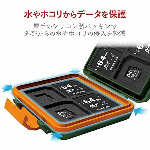 ELECOM memory card case SD8 sheet MicroSD8 Holds impact khaki CMC-SDCHD01GN NEW
