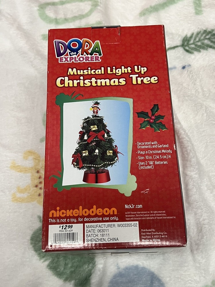 Dora The Explore Musical Light Up Mini Tabletop Christmas Tree