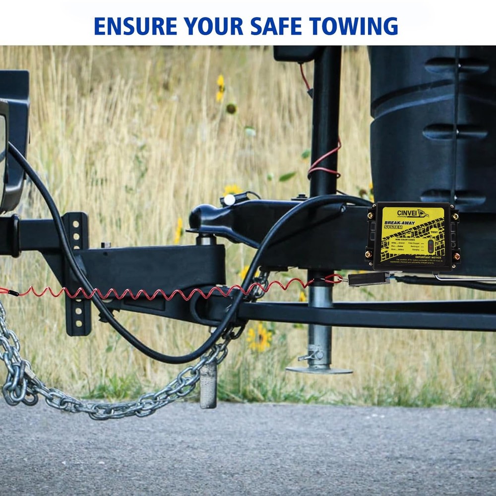 CINVEI Trailer Brakes Break-Away Kit Side Load Controller System with Switch LED