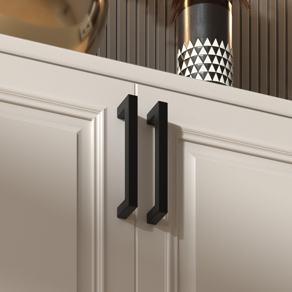 5 Pack Black Cabinet Pulls 4-1/2in Drawer Pulls Modern Kitchen Cabinet Handle...