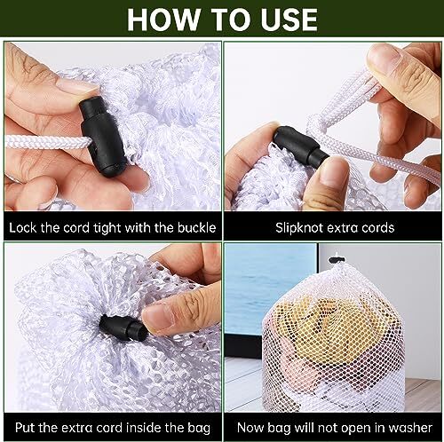 2 Packs Laundry Mesh Bags, Drawstring Net Laundry Bag for Washing Machine,