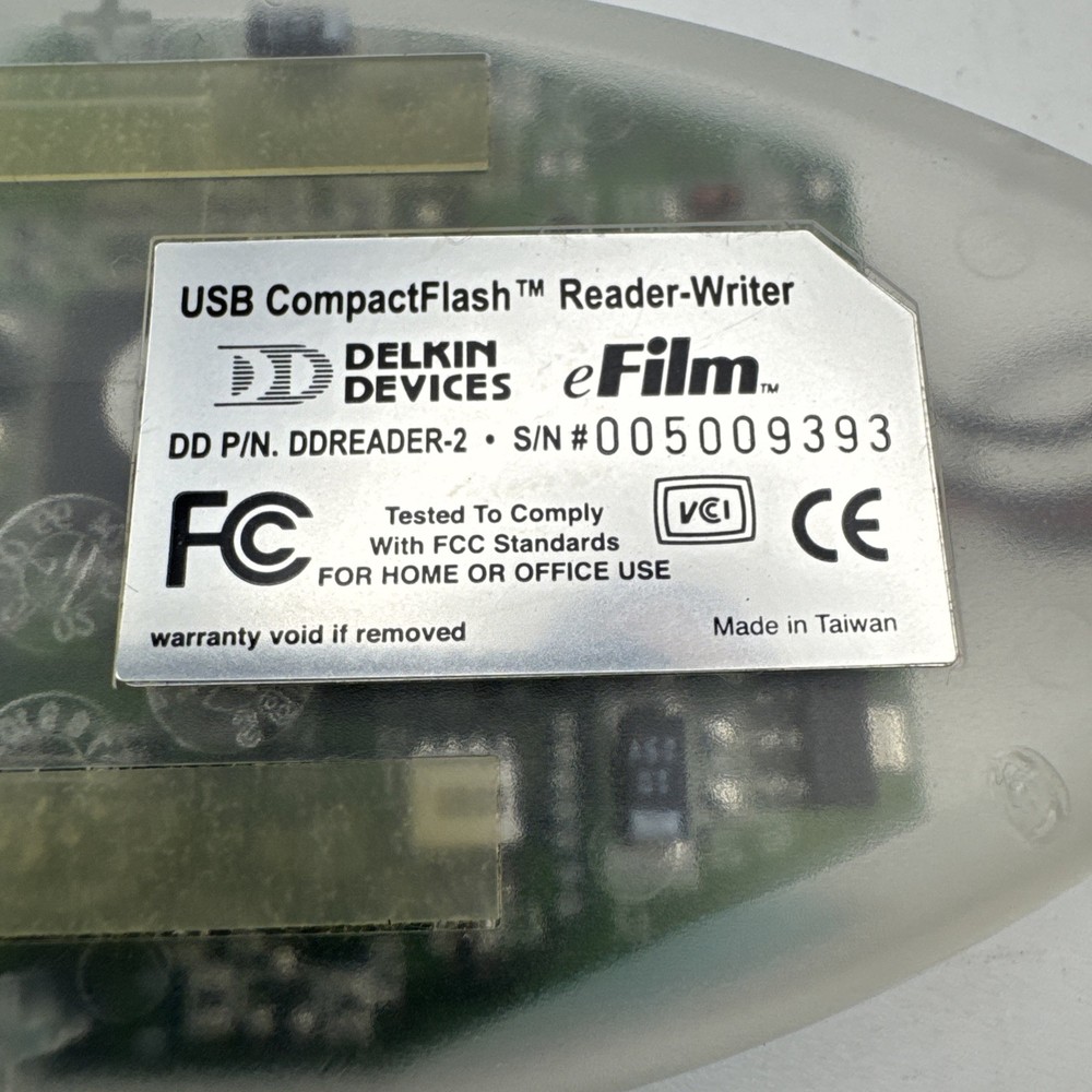Vintage USB CompactFlash Reader-Writer Delkin Devices eFilm Memory Card 4’ Cord