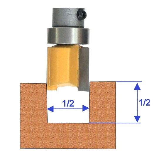 1 pc 1/4" Shank with Top Bearing Dado 1/2x1/2 Blade Flush Trim Pattern Bit G
