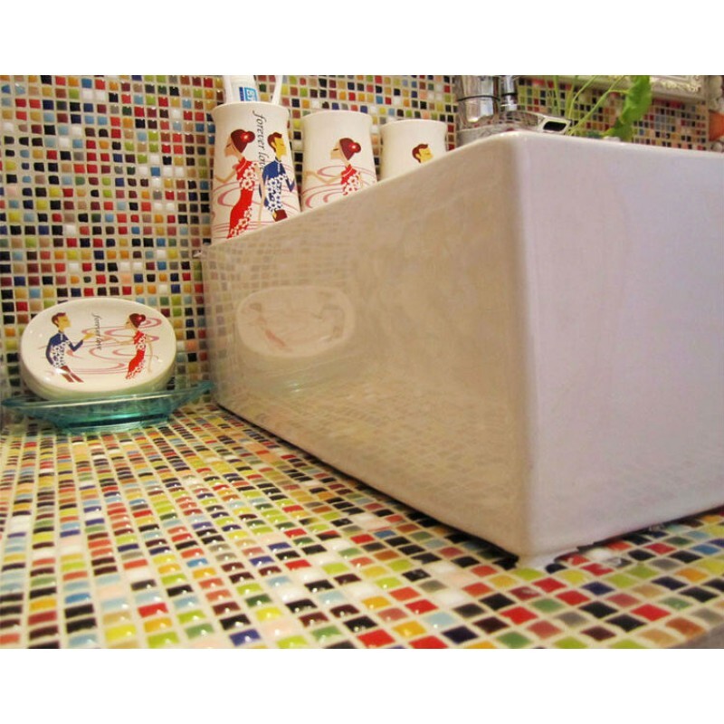 Multi-colored Ceramic Mosaic Mini Square Glazed Porcelain Floor & Wall Tile