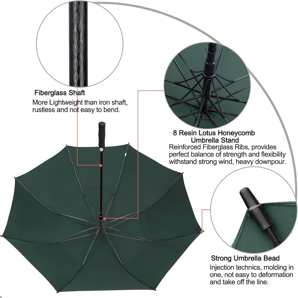 47/54/62/68 Inch Automatic Open Golf Umbrella Oversize Extra Large Double Canopy