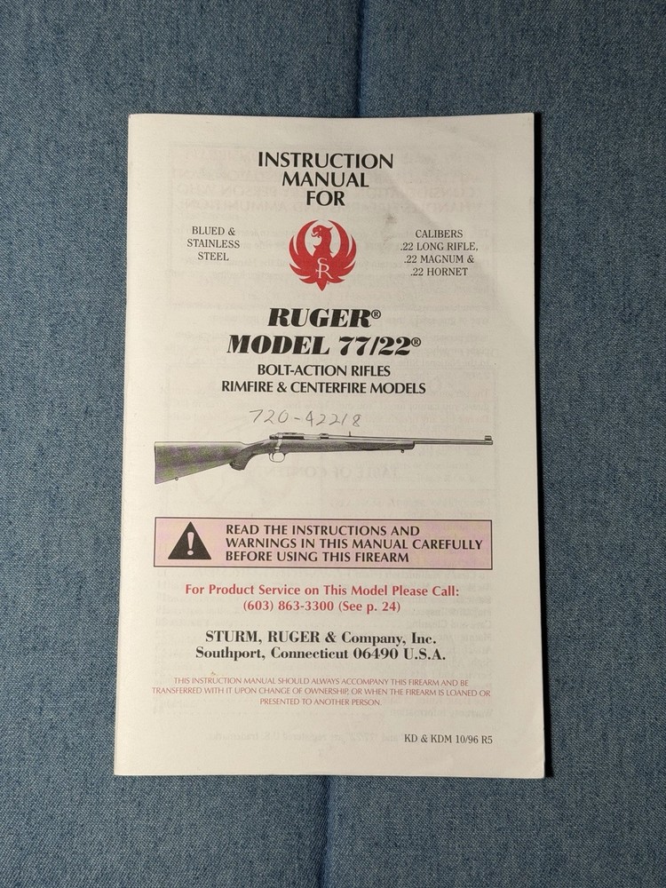 Ruger Model 77/22 Bolt Action Rifles Owners Manual