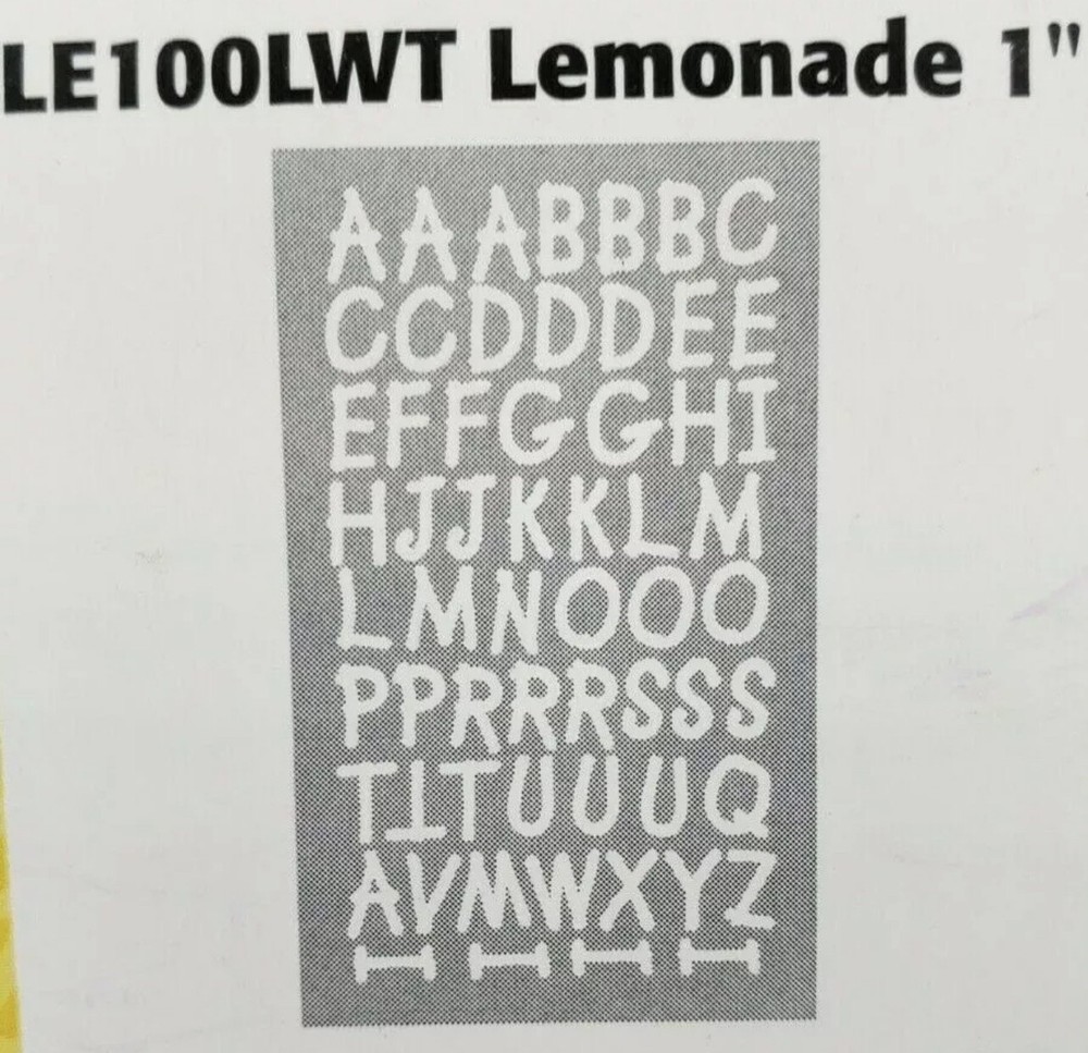 Dritz Iron-On Letters "WHITE" Lemonade 1"  LE100LWT