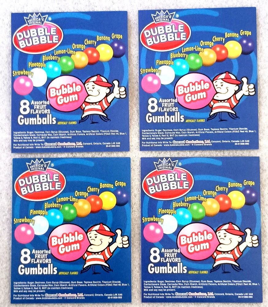 4 Dubble Bubble Candy Gumballs Machine Vending Display Card 2000s NOS NEW