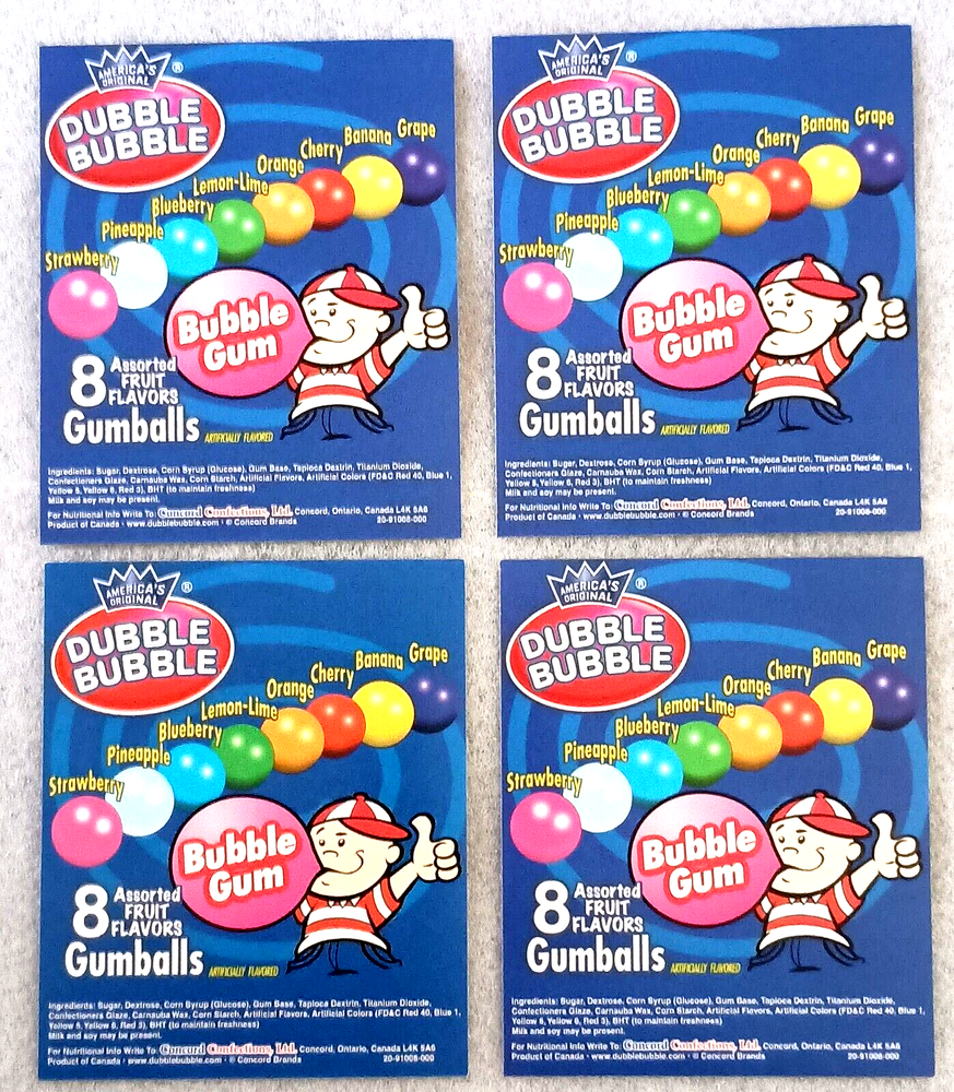 4 Dubble Bubble Candy Gumballs Machine Vending Display Card 2000s NOS NEW