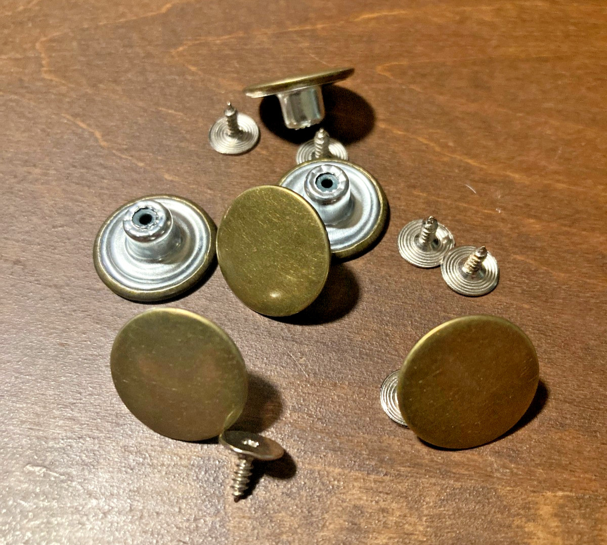 single PLAIN BRASS suspender button removeable screw-in no-sew instant DIY