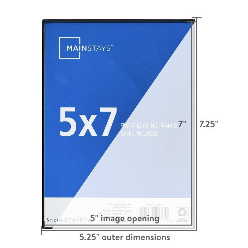 4 Pack 5x7 Front Load Picture Frame Tabletop Wall Display Black Minimalist New