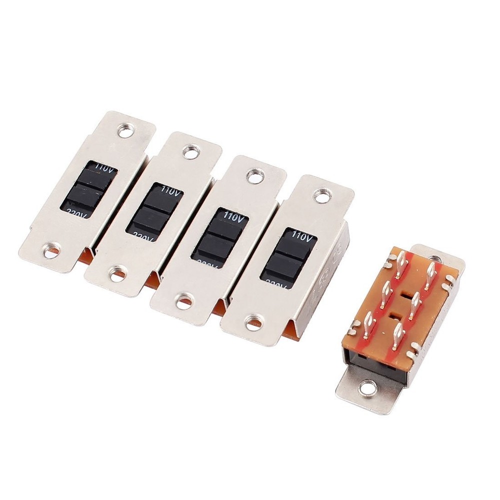 Durable 2 Position Mini Slide Switch, 6 Pins, 5 Pack, for Audio & Lights