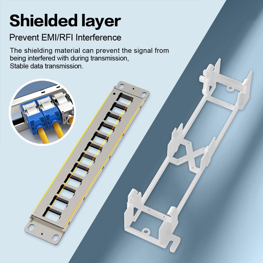 12 Port Blank Keystone Patch Panel, 10inch, Wall Mount, 89D Bracket, Metal