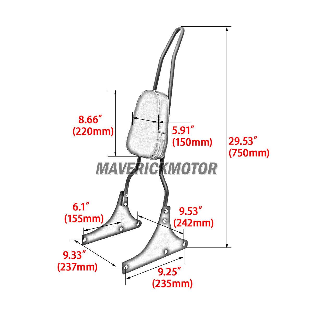 Backrest Sissy Bar For Harley Fatboy EFI FLSTNSE Heritage Softail Classic FLSTF