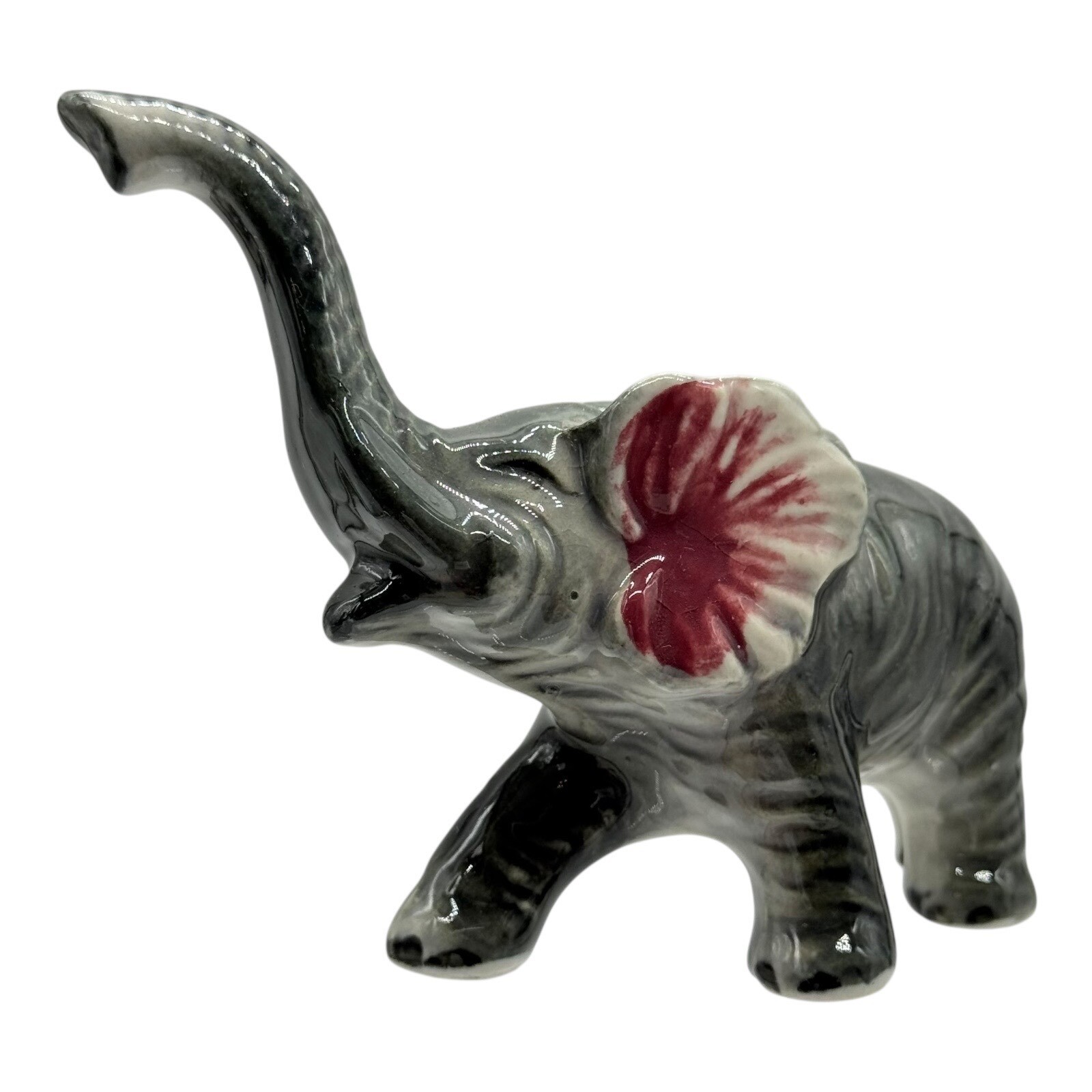 Elephant Figurine Trunk Up Ceramic Animal Statue Decor Collectible Vintage Gift