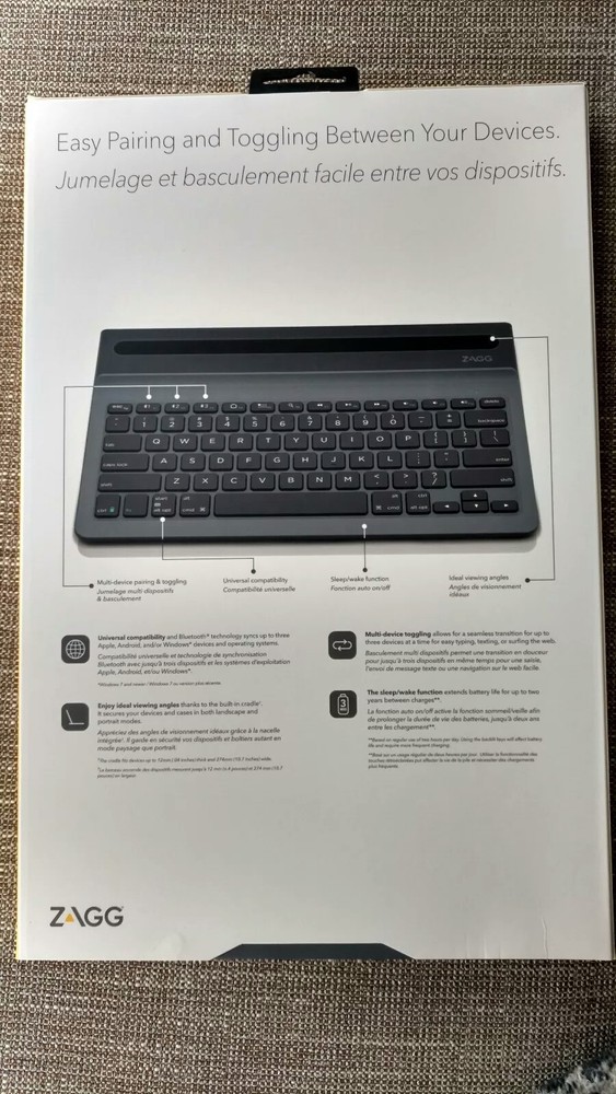 NEW ZAGG Limitless Full-Size Universal Bluetooth Keyboard - Black