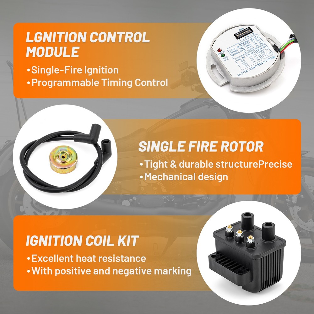 Single Fire Programmable Ignition Coil Kit 53-660 For Evo Big XL 1970-2003