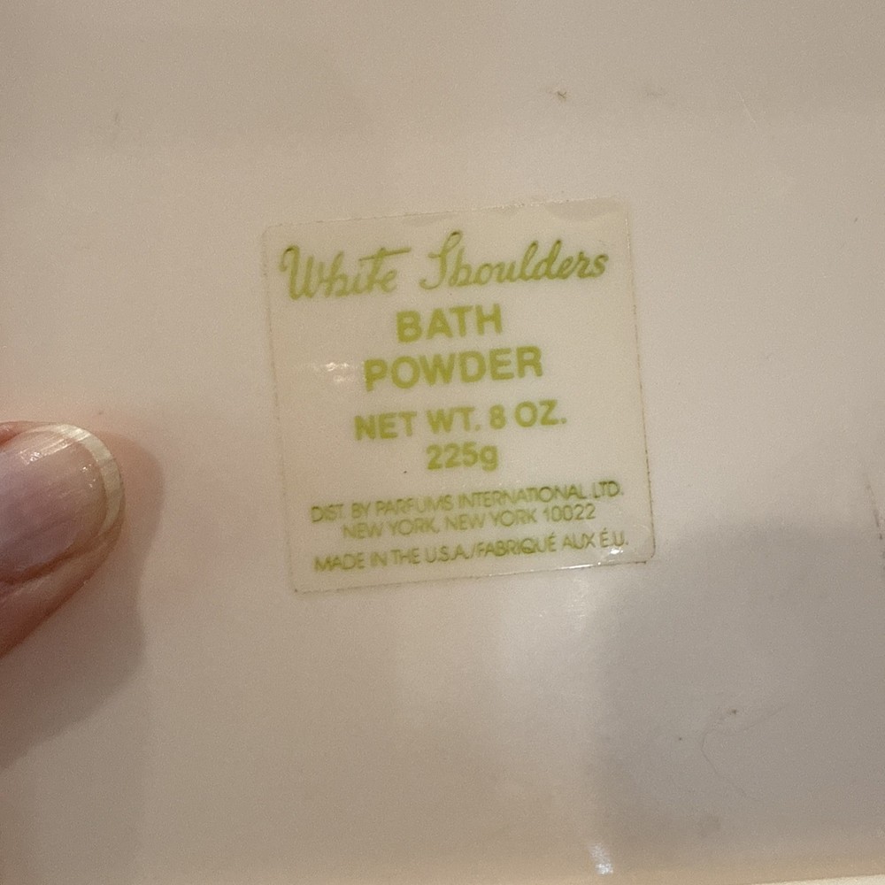 Vintage White Shoulders Bath Powder Box With Puff