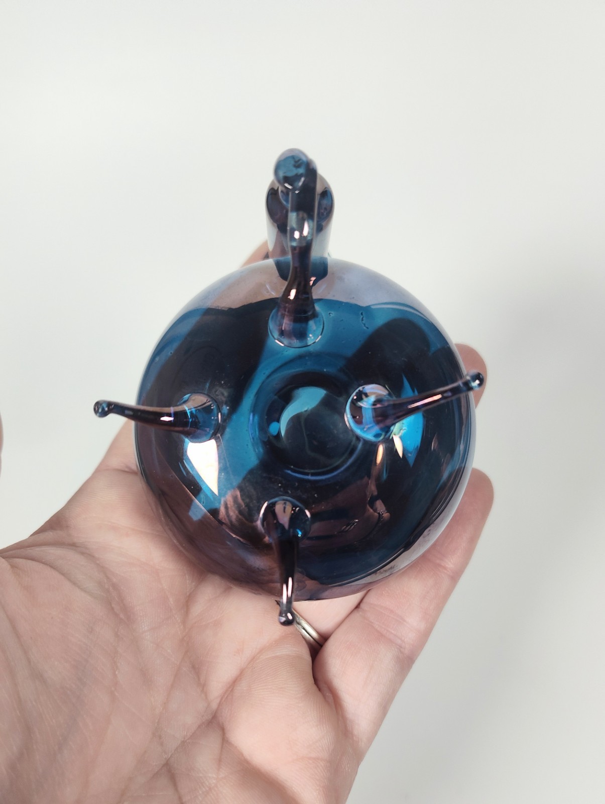 Rare 1960's Murano Glass Inkwell & Dip Pen Set – Cobalt Iridescent Signed Italy