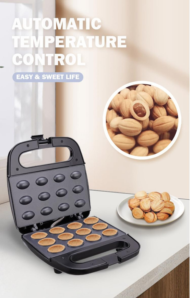 12 Walnut Cookie Maker, Non Stick Double Sided Walnut Cookie, Electric Maker Mol