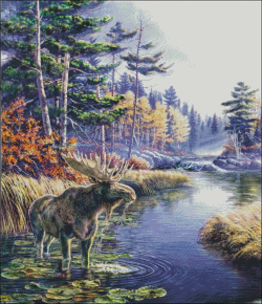 Legacy Moose - DIY Chart Counted Cross Stitch Patterns Needlework DMC Color